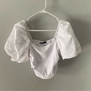 Zara puff shoulder crop top